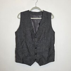 Men's Gray Suit Vest Waistcoat Church Office Academia Mobster Gangster Large